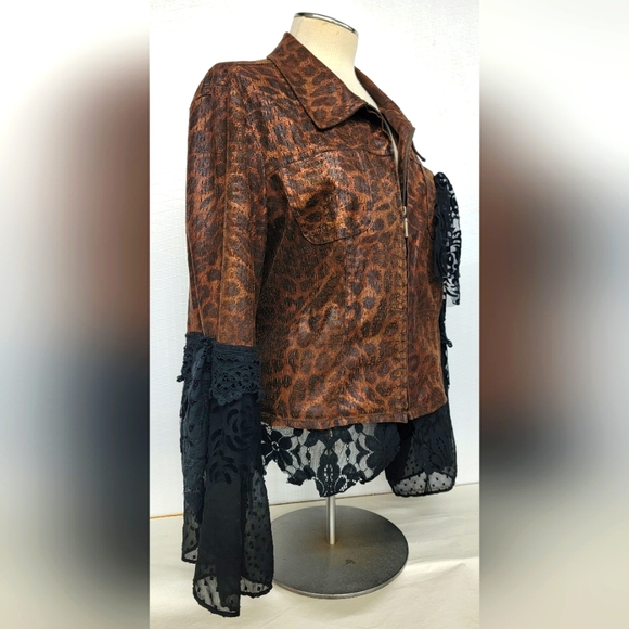 Rock Couture Blondie Leopard & Lace Jacket Upcycled Retro Band Merch - Picture 9 of 16